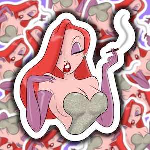 Adesivo Smokin' Hot Jessica - adesivi per ragazze stoner, ouid, 420, bud babe, adesivi per erbacce, cannabis, regalo per erbacce, femminile, vita alta, ouid, bong