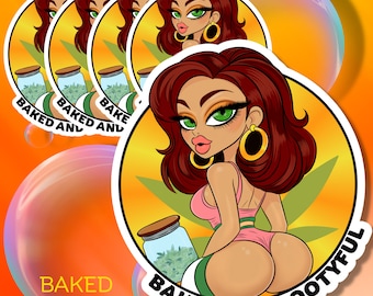 Adesivo Bud Babe "ASSADO E BOOTYFUL"!. Lindos adesivos do Stoner.