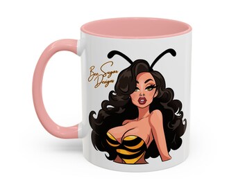 Sultry Bumblebee Pinup Coffee Mug, Bee Lover Gift