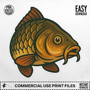 Carp PNG, Carp Clipart, Fish Png, Digital Carp, Fish Design, Angler Png, T-Shirt Design, Digital Download Png