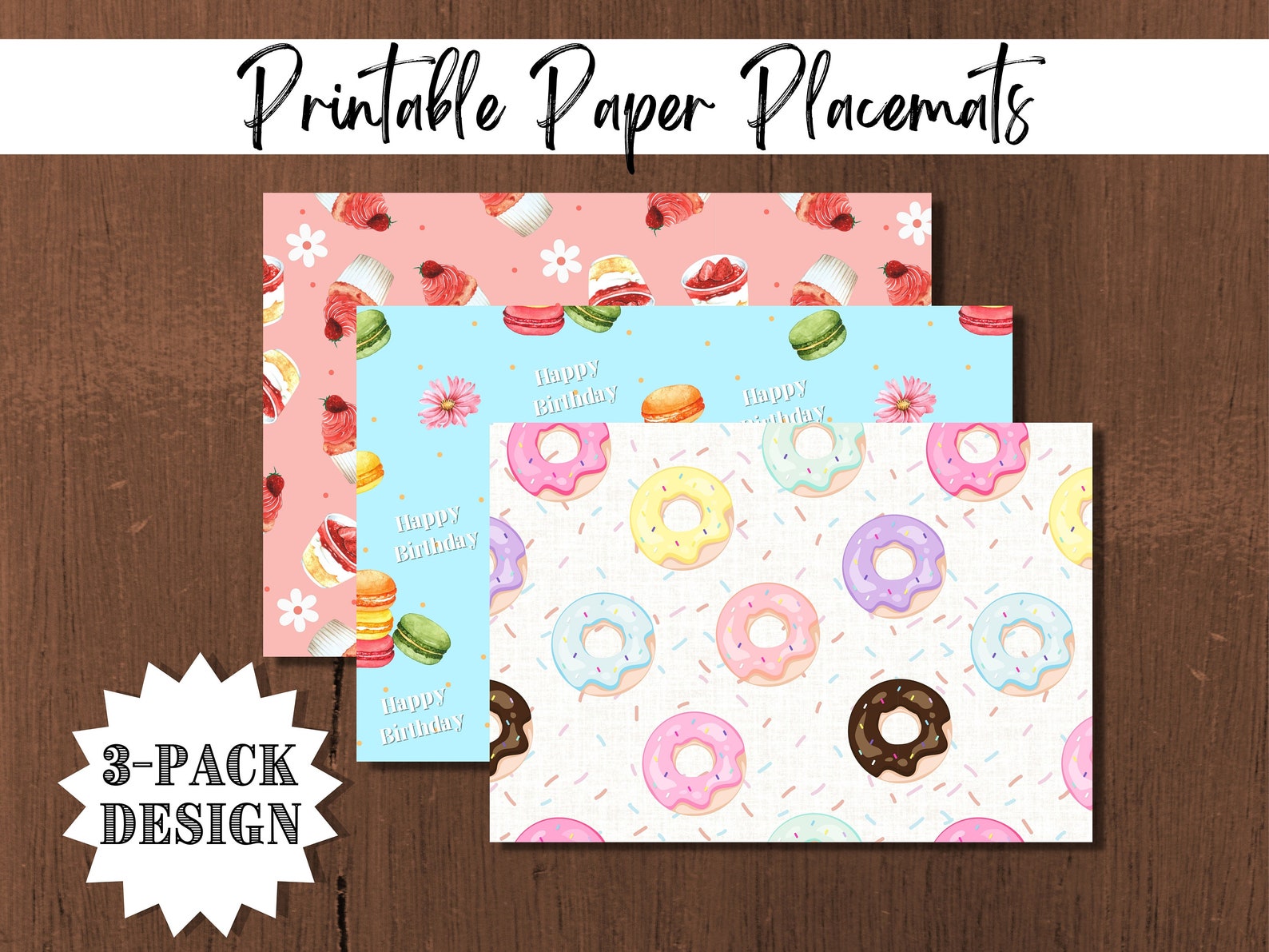 Paper Placemats Happy Birthday Instant Download Etsy