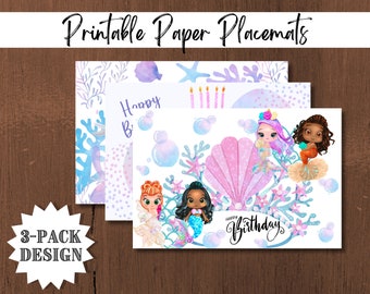 Paper Placemats | Mermaids | Instant Download | Printable | Digital | Party Decorations