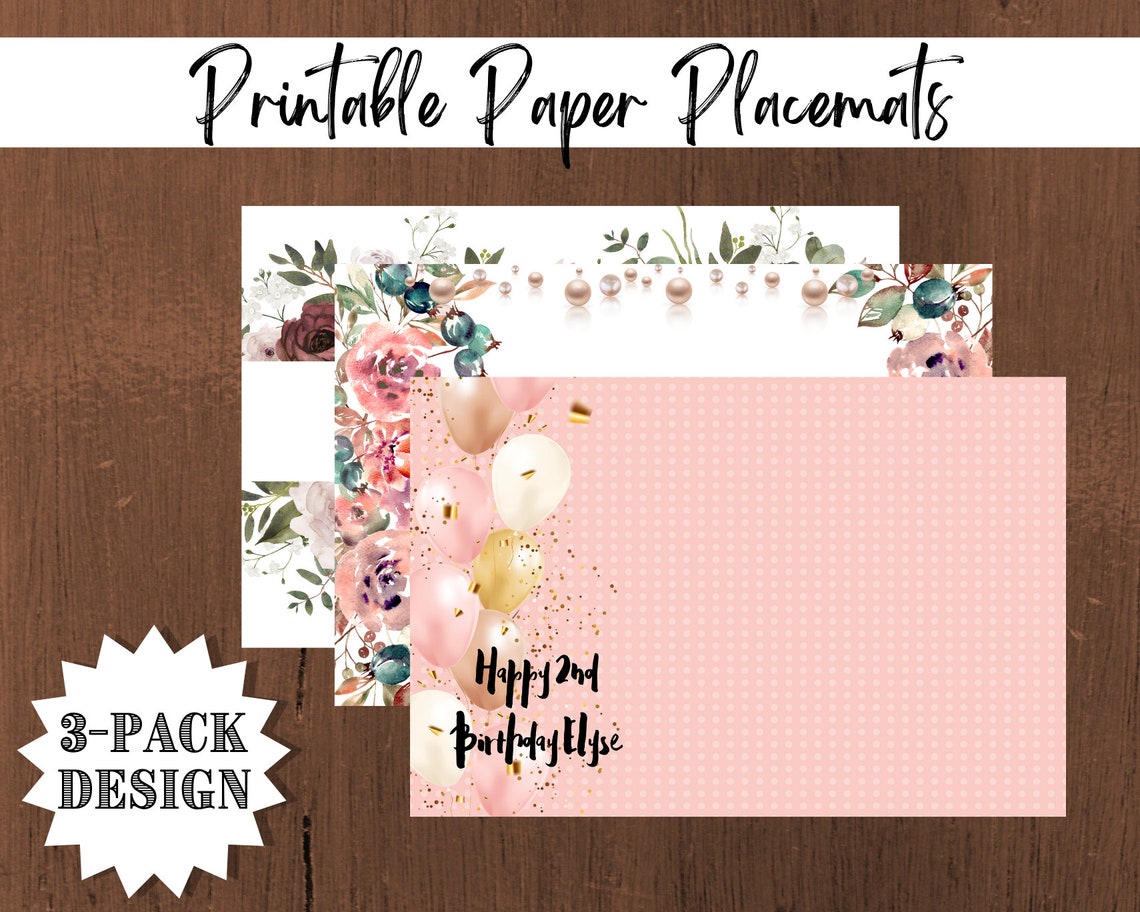 Paper Placemats Customs Instant Download Printables Digital Etsy