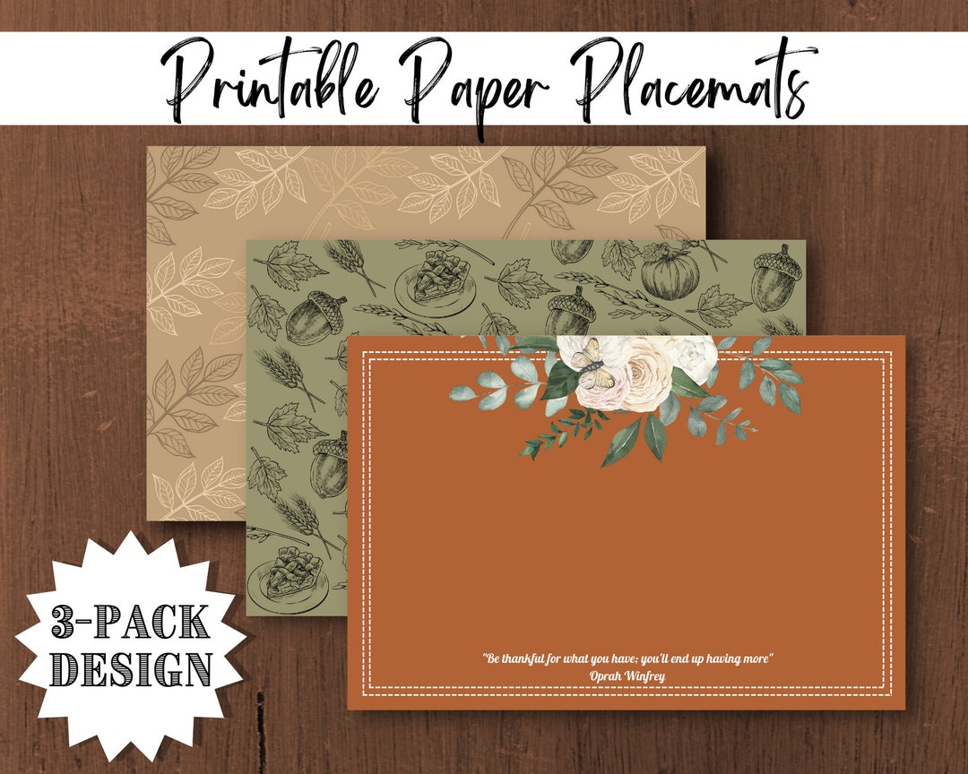 Paper Placemats Thanksgiving Instant Download Printables Digital - Etsy