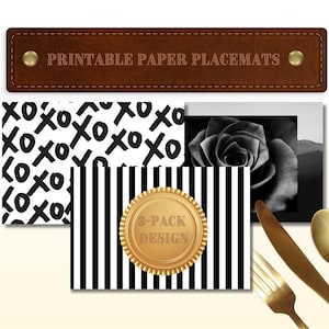 Paper Placemats Black & White | Instant Download | Printable | Digital