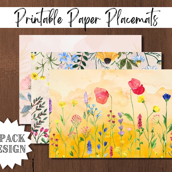 Paper Placemats | Wild Flowers | Instant Download | Printable | Digital | Party Decorations