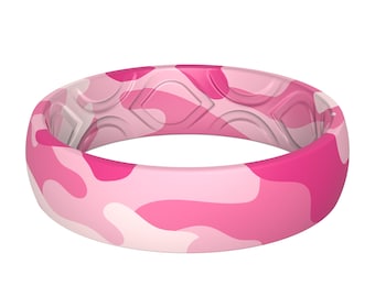 ThunderFit Silicone Wedding Bands for Women, Breathable Printed Design 5.5mm Wide 1.8mm Thick, 1-Pack (Y-ZJ)