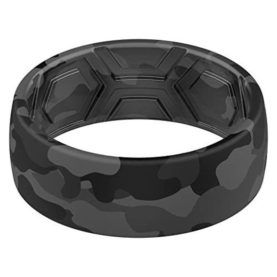 Thunderfit Silicone Wedding Rings Men, Layer Top Printed Design - Main Image