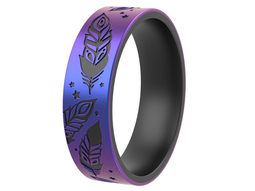 Thunderfit Silicone Wedding Rings for Men and Women, Laser Printed