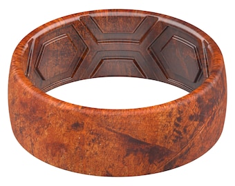 ThunderFit Silicone Rings, Wedding Bands for Men, Printed Design, Breathable Rubber Engagement Bands, 2.1mm Thick, 8mm Wide