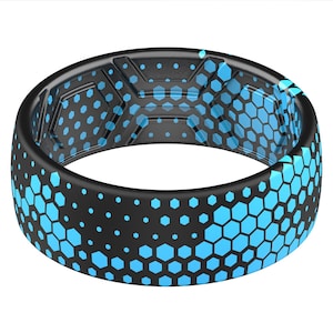 ThunderFit Silicone Wedding Rings Men, 2 Layer Top Printed Design - 8mm Width 2mm Thick (Camo 4)