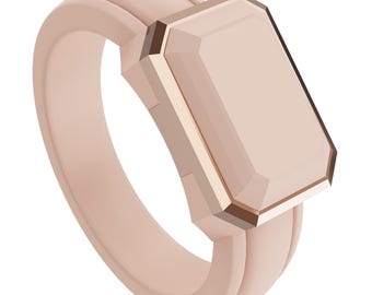 ThunderFit Trinity Stone Silicone Rings for Her - Faux Gemstone Rubber Wedding Engagement Bands, 1-Pack