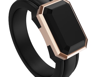 ThunderFit Trinity Stone Silicone Rings for Her - Faux Gemstone Rubber Wedding Engagement Bands, 1-Pack