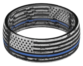 ThunderFit Silicone Wedding Rings for Men, Breathable Printed Design Rubber Engagement Bands 8mm Wide 2mm Thick