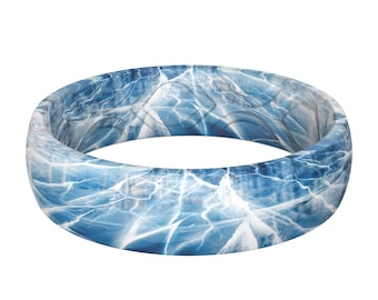 ThunderFit Silicone Wedding Bands for Women, Breathable Printed Design Rubber Engagement Rings 5.5mm Wide 1.8mm Thick - 1 Pack