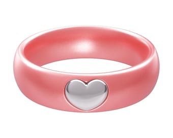 ThunderFit Silicone Rings for Women, Silicone Wedding Band with 14K Gold Plated Heart Charm, 5.5 mm Wide, 2mm Thick Rubber Engagement Rings