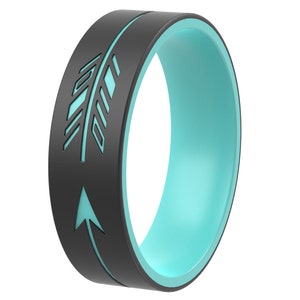 ThunderFit Silicone Wedding Rings for Men and Women, Laser Printed Design - 6mm Width 2mm Thick (Arrow 3)