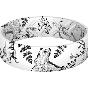 ThunderFit Silicone Wedding Bands for Women, Breathable Printed Design - 5.5mm Width 1.8mm Thick (Animals)
