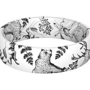 ThunderFit Silicone Wedding Bands for Women, Breathable Printed Design - 5.5mm Width 1.8mm Thick (Animals)