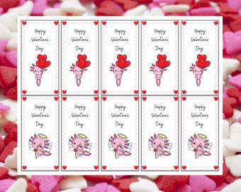 Printable Valentine's cards-Axolotl