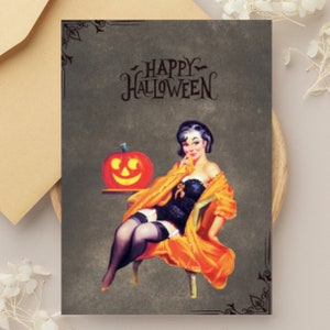 Carta Pinup Halloween vintage stampabile