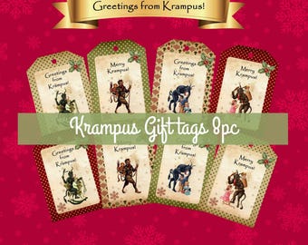 8pc- Vintage Style Krampus Gift Tags