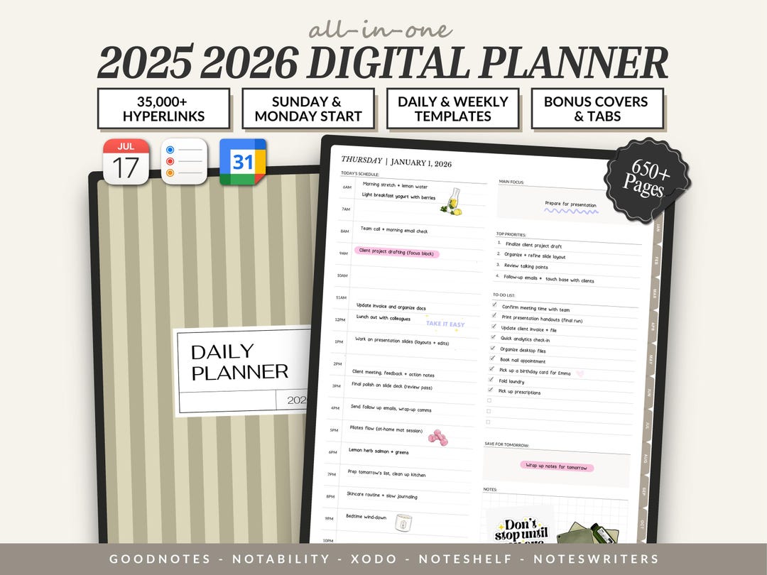 All-in-one Digital Planner 2025 2026 | Digital Planner for Ipad ...