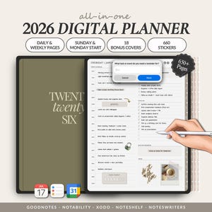 Digital Planner for iPad 2026, Dated ADHD Digital Planner, Goodnotes Notability, Daily Weekly Monthly Planner, Digital Planner Bundle