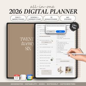 2026 Digital Planner | GoodNotes Planner & Notability Planner for iPad | Minimalist Daily Weekly Monthly Planner for Productivity