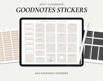 Digital Stickers, GoodNotes Planner Stickers, Aesthetic Planner Stickers, Minimalist Digital Stickers, Pre-Cropped GoodNotes Sticker Book