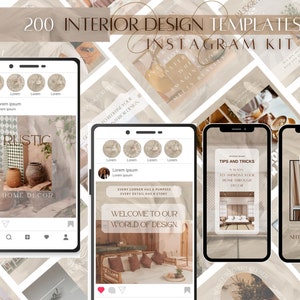 Può includere: Una collezione di 200 modelli Instagram per il design d'interni. I modelli presentano una varietà di stili, tra cui rustico, moderno e minimalista. I modelli sono perfetti per mettere in mostra il tuo lavoro di design d'interni, condividere suggerimenti e trucchi e promuovere la tua attività.