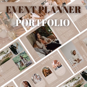 EVENT PLANNER Portfolio Templates/ About the planner/ Wedding Services, Packages / Events presentation/ Fully Editable in Canva