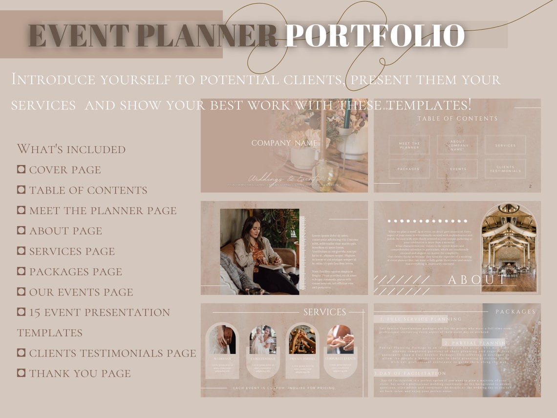EVENT PLANNER Portfolio Templates/ About the Planner/ Wedding Services EVENT PLANNER Portfolio Templates/ About the Planner/ Wedding Services