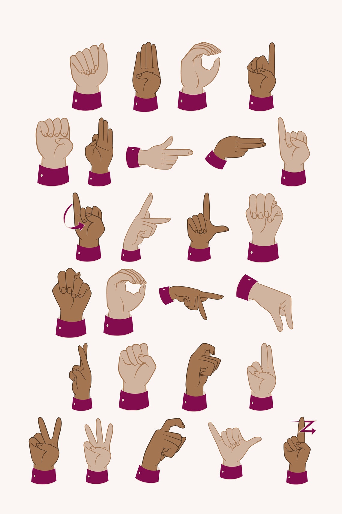 Alphabet Sign Language Poster ASL Kids Poster Sign Language Etsy