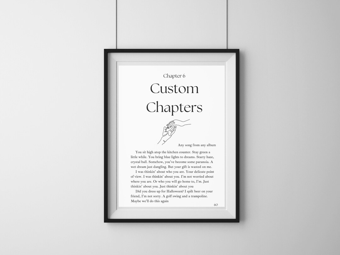 Custom Book Art Custom Chapter Art Custom Lyric Wall Art Etsy