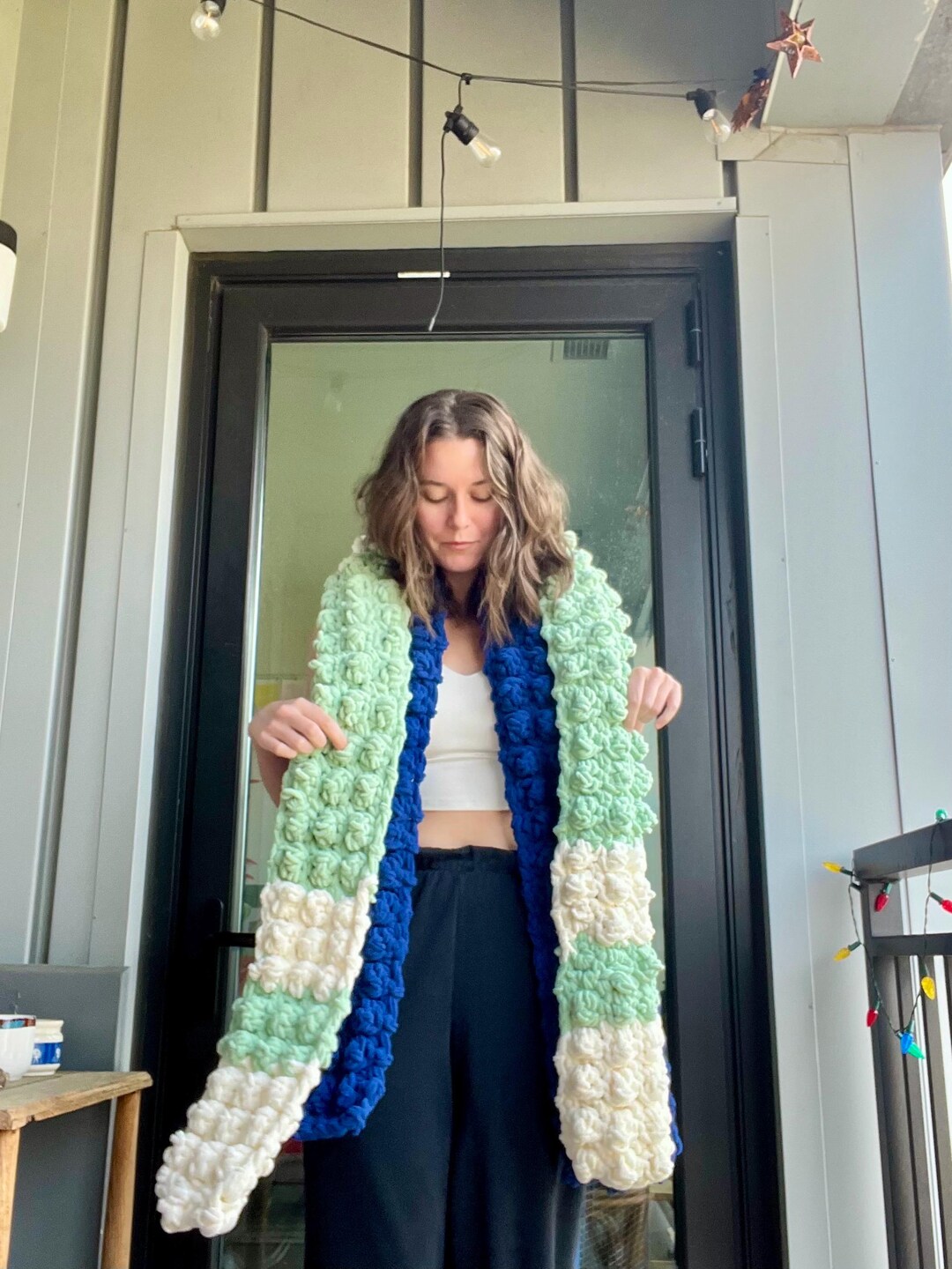 CUSTOM Handmade Chunky Crochet Scarf With Faux Leather Decal – Variety ...