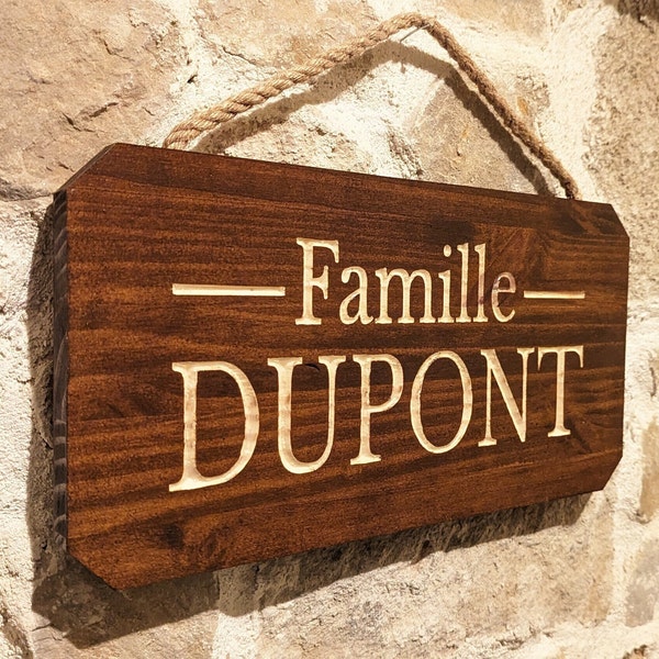 Pancarte en bois pour la famille personnalisable extérieur, panneau de maison en bois extérieur.