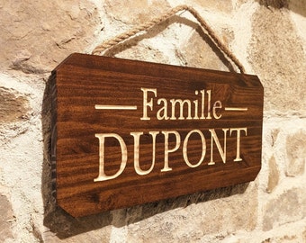 Pancarte en bois pour la famille personnalisable extérieur, panneau de maison en bois extérieur.