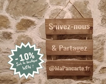 Décoration murale en bois et entièrement personnalisable et originale, Pancarte en bois pour compte Instagram et facebook.