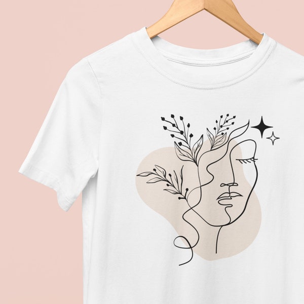 Line Art Boho Minimal T-Shirt Frauen / Statement / Boho Kunst Shirt / Geschenk / Geburtstag / Feminismus / 100% Baumwolle