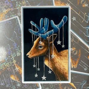 Star Deer 3 Inch Rectangle Gloss Sticker