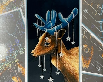 Star Deer 3 Inch Rectangle Gloss Sticker