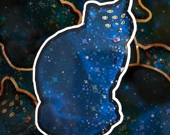 Spooky Spider Eye Cat  Starflesh Core Sparkle Holographic Sticker