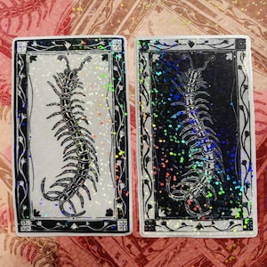 Creepy Crawly Centipede  Holographic Sparkle Stickers Black and White Versions