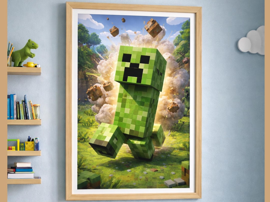 Minecraft Creeper Wall Art Printable | Kids Gaming Bedroom Poster ...