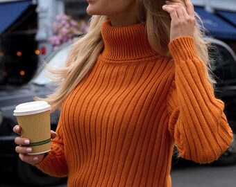 Turtleneck Sweater Women's sweater Knit sweater Wool sweater Christmas sweater Holiday sweater Fall sweater Apres ski sweater Ribbed