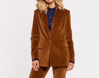 Velvet Jacket Velvet Suit Women Burnt Orange