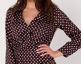 60s Dress Polka Dot Midi Retro