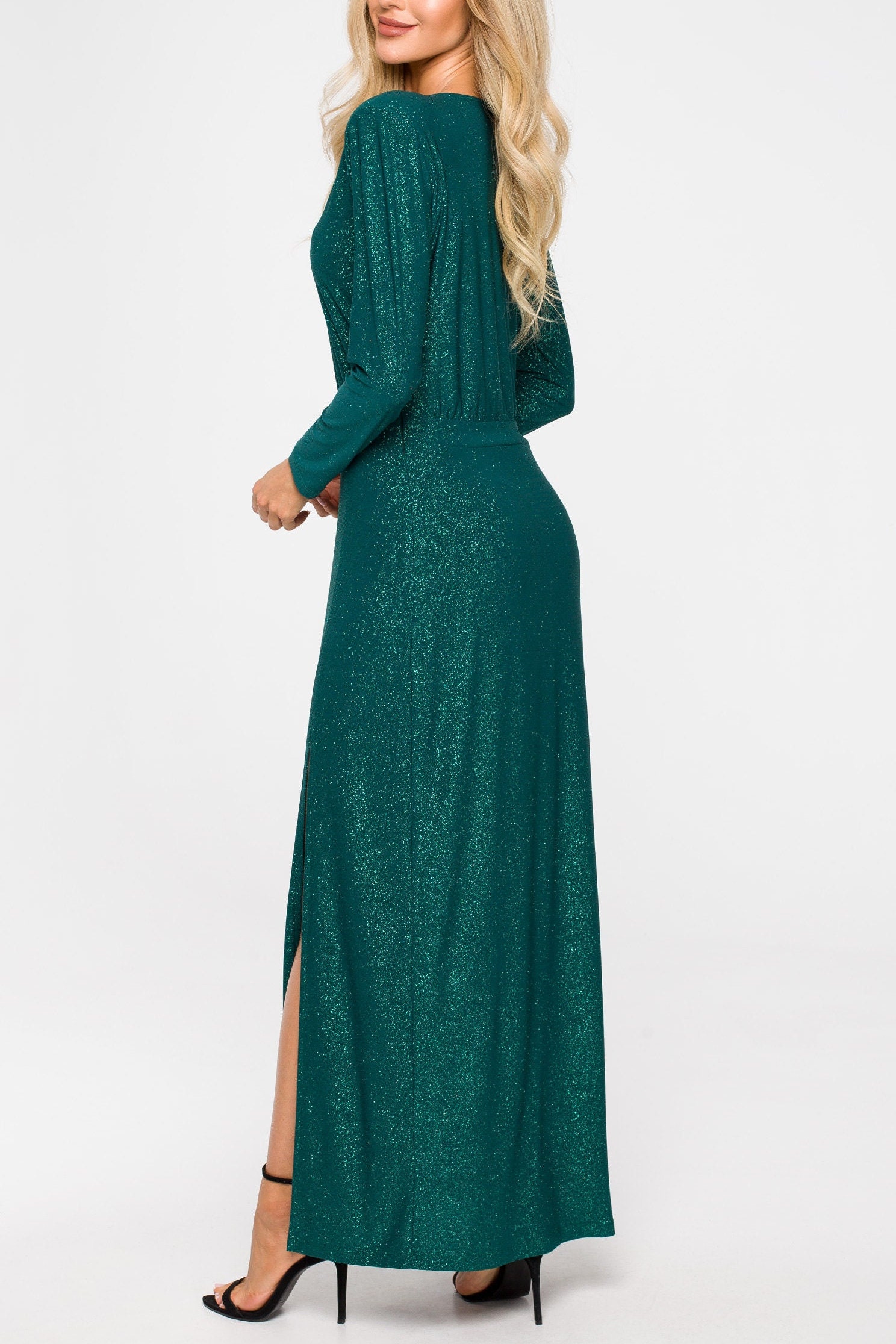 Maxi Glitter Dress Leg Slit Party Dress Christmas Dress Dress Maxi