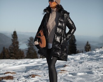 Long Oversize Puffer Jacket with Hood A-line